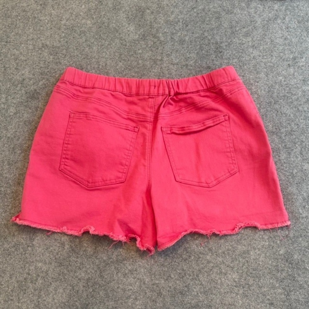 YMI Denim Shorts Womens Large Pink Excellent Raw Hem Drawstring Elastic Waist - Picture 2 of 4